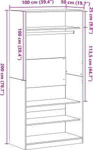 vidaXL Szafa w kolorze czarnego dębu 100x50x200 cm 5
