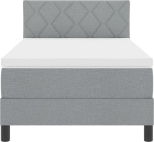 vidaXL Łóżko kontynentalne z materacem & LED jasnoszare 90x200 cm tkanina 3