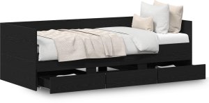 vidaXL Łóżko dzienne Czarne dębowe 90 x 190 cm 2