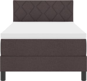 vidaXL Łóżko box spring z materacem i oświetleniem LED ciemnobrązowe 90x200 cm Tkanina 2