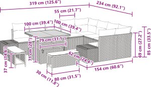 vidaXL Zestaw sofy ogrodowej 12-częściowy z poduszkami czarny polirattan akacja, Zestaw do jadalni na zewnątrz 3-częściowy z poduszkami czarny polirattan akacja, Sofa ogrodowa dwuosobowa z poduszkami czarny polirattan 9