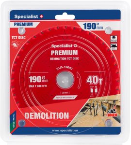 Cutting disc 190x40Tx30mm, Demolition PREMIUM, SPECIALIST+ 1