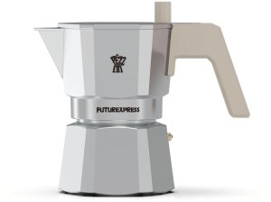 Kawiarka Pezzetti Futurexpress 1 filiżanka  srebrna nowoczesność w aluminium 1