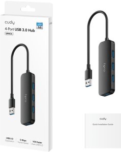 Cudy UH40A huby i koncentratory USB 3.2 Gen 1 (3.1 Gen 1) Type-A 5000 Mbit/s Czarny 1