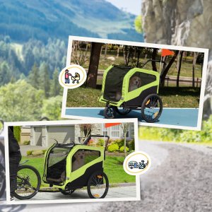 Przyczepka Rowerowa Dla Zwierząt Zielona 170x77x90cm PAKO D00-168V00GN 4