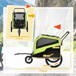 Przyczepka Rowerowa Dla Zwierząt Zielona 170x77x90cm PAKO D00-168V00GN 10