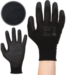 Rękawice Robocze MERCATOR Tech Black+Black PU - 240 Par (7 - S) 3