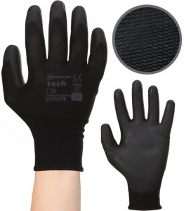Rękawice Robocze MERCATOR Tech Black+Black PU - 240 Par (7 - S) 4