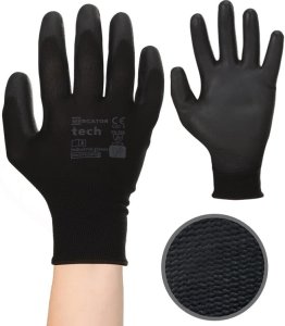 Rękawice Robocze MERCATOR Tech Black+Black PU - 240 Par (7 - S) 5