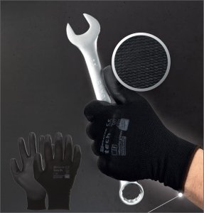 Rękawice Robocze MERCATOR Tech Black+Black PU - 240 Par (7 - S) 7