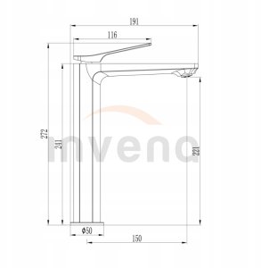 Bateria umywalkowa Invena bateria umywalkowa wysoka Neri, czarny BU-01-W04-L 2