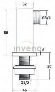 Invena kolanko kwadratowe do baterii wannowej, chrom LA-46-K01-L 2