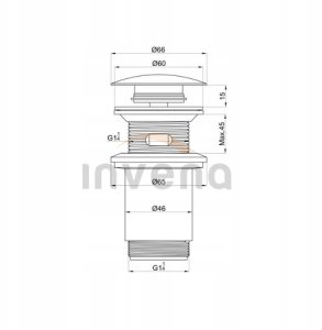 Invena mosiężny korek click-clack, czarny SC-B1-174-V 2