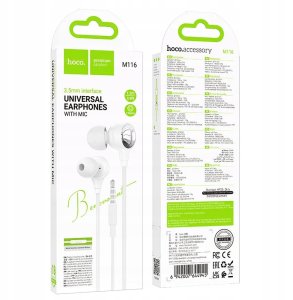Słuchawki Hoco Słuchawki przewodowe douszne Jack 3,5 mm M116 białe 4