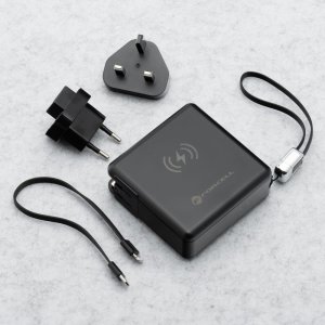Wielofunkcyjna ładowarka Forcell F-Energy 6w1 USB A + USB C PD 45W + power bank 15000 mAh + ładowanie bezprzewodowe 15W czarna 1