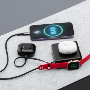 Wielofunkcyjna ładowarka Forcell F-Energy 6w1 USB A + USB C PD 45W + power bank 15000 mAh + ładowanie bezprzewodowe 15W czarna 3