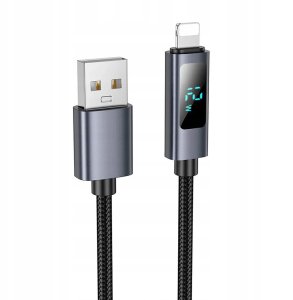 Kabel USB A do Lightning Hoco 2,4A z wyświetlaczem 1 m X112 czarny 1