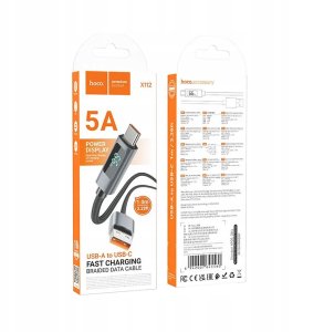 Kabel USB A do USB C Hoco 5A z wyświetlaczem 1 m X112 czarny 9