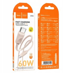 Kabel USB Hoco USB-C - USB-C 1 m Różowy 4