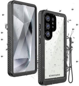 Etui wodoszczelne Supero do Samsung Galaxy S25 Ultra, przezroczyste z czarną ramką 1
