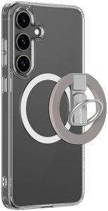 Etui silikonowe AMAZINGTHING Minimal Mag Case z pierścieniem magnetycznym i ringiem magnetycznym do Samsung Galaxy S25+ - przezroczyste 1