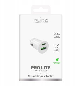 Ładowarka samochodowa Puro Pro Lite 1x USB-A + 1x USB-C Power Delivery 20W - biała 2
