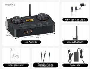 Fosi Audio K7 DAC Wzmacniacz słuchawkowy stacjonarny konwerter audio USB C 4