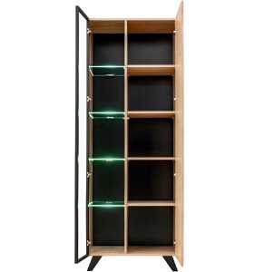 Zestaw Mebli LIAM z biokominkiem RTV do salonu | LED | Dąb + Czarny Mat 3