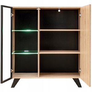 Zestaw Mebli LIAM z biokominkiem RTV do salonu | LED | Dąb + Czarny Mat 7