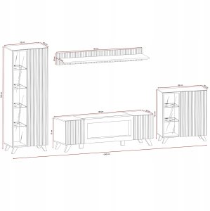 Zestaw Mebli LIAM z biokominkiem RTV do salonu | LED | Dąb + Czarny Mat 9
