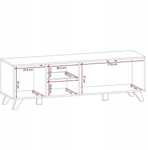 Szafka RTV LIAM - Przeszklona + Oświetlenie LED | Dąb + Czarny Mat | 160 cm 4