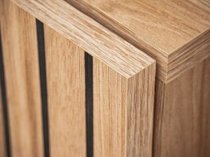 Szafka RTV LIAM - Przeszklona + Oświetlenie LED | Dąb + Czarny Mat | 160 cm 8