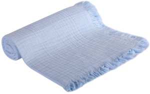 UVIE Kocyk dziecięcy bawełniany Muślinowy 4-warstwowy 105x125cm niebieski 1