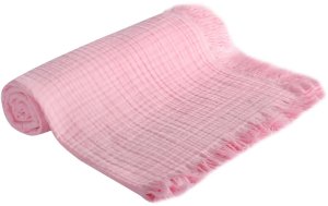 UVIE Kocyk dziecięcy bawełniany Muślinowy 4-warstwowy 105x125cm różowy 1