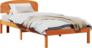 vidaXL Rama łóżka z zagłówkiem w woskowanym brązie 90x200 cm z litego drewna sosnowego 2