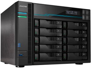 Serwer plików Asustor LOCKERSTOR 10 AS6510T 10-bay, Intel ATOM C3538 Czterordzeniowy 2.1GHz, 64G RAM, 2x10GbE LAN, 2x 2.5GbE LAN, 2x USB 3.2. 2x SSD M.2 NVMe2 1