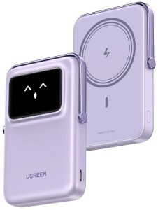 Magnetyczny Power bank UNO Ugreen PB572 10000mAh Qi Fioletowy 1