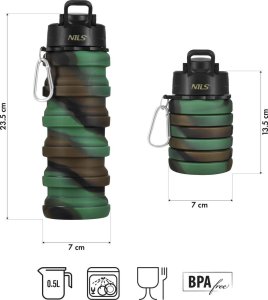 Nils Extreme NILS NC4106 BIDON SILIKONOWY SKŁADANY 500 ML ZIELONY 5