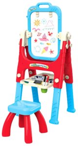 LeanToys Tablica Edukacyjna 5w1 Z Krzesełkiem Wielofunkcyjna Akcesoria Niebieska 2