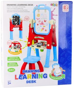 LeanToys Tablica Edukacyjna 5w1 Z Krzesełkiem Wielofunkcyjna Akcesoria Niebieska 4