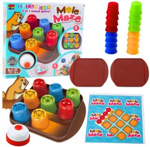 Gra Zręcznościowa 2w1 Mole Maze Szybkie Kubeczki Kółko i Krzyżyk 1