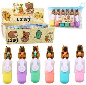 Zestaw Mini Zakreślaczy Kapibara W Etui Kolorowe Pstelowe 6szt 1