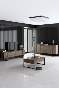 3-jų dalių svetainės baldų rinkinys Asir Luxe, rudas/juodas 1