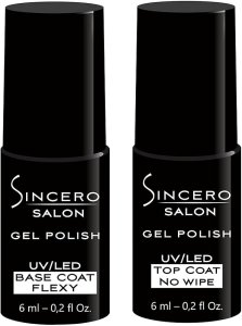 Rinkinys Sincero Salon Base coat Flexy 6 ml + Top coat No wipe 6 ml 1