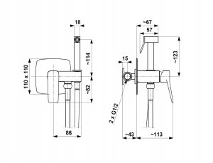 4529-512-61 / KFA / MALAGA /  BATERIA BIDETOWA , PODTYNKOWA!, ŚCIENNA , PVD GUN METAL GREY / 2