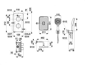 Zestaw prysznicowy KFA 5759-501-00 / / MALAGA / ZESTAW NATRYSKOWY PODTYNKOWY TERMOSTAT , CHROM / 2
