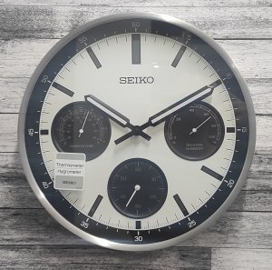 Zegar ścienny SEIKO QXA823S 33 cm cichy mechanizm termometr . 2