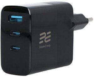 Ladowarka sieciowa Encore Energy GaN QC 4+ PD 3.0 USB-A USB-C x2 65W MD-6583R wyświetlacz standard 1