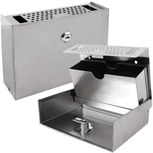 popielniczka zewnętrzna ścienna stal nierdzewna zamykana kompaktowa srebrna 7