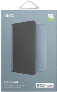 Etui na paszport UNIQ Belmont z Apple    Find My blokada RFID szaro niebieski 6